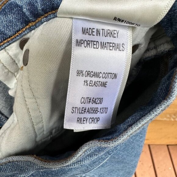 Agolde Riley Crop Button Fly High Waist Straight Leg Blue Jeans Size 28 - Picture 12 of 16